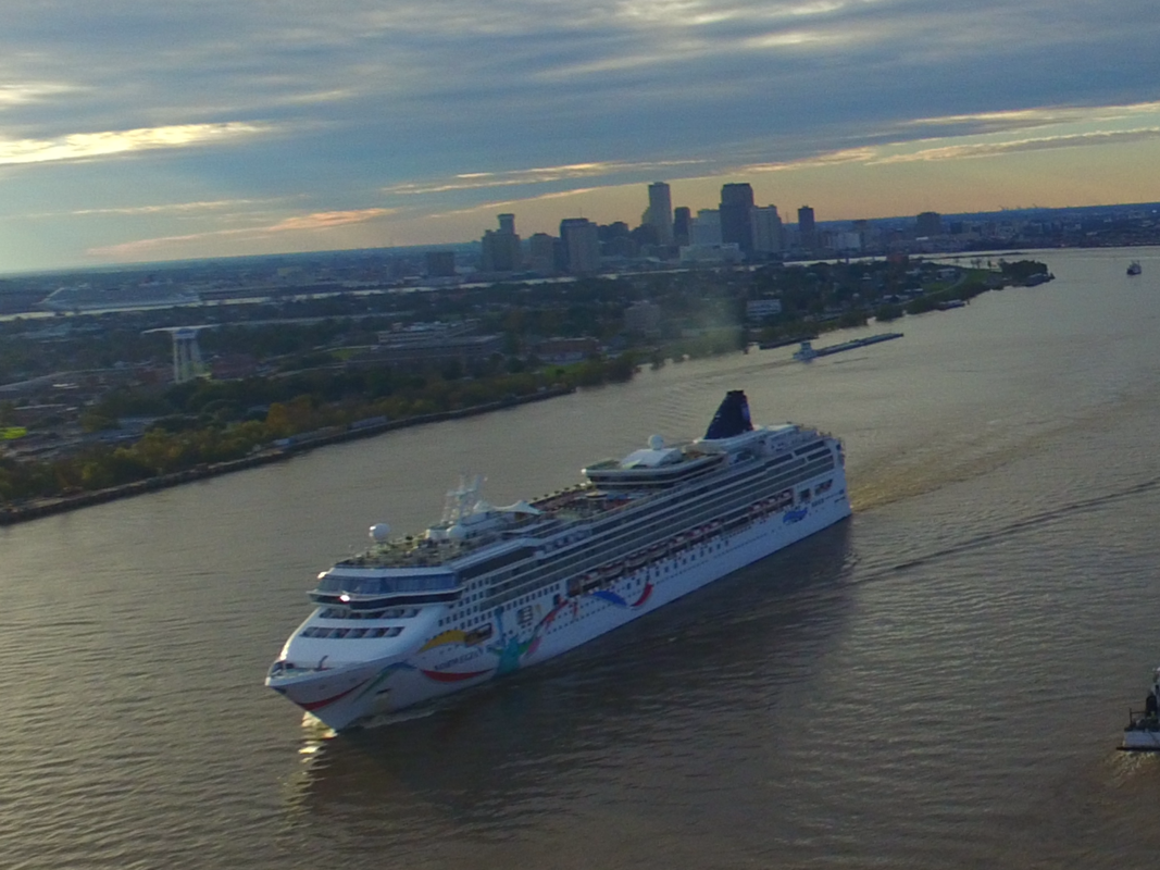 Ship navigation at sunset
